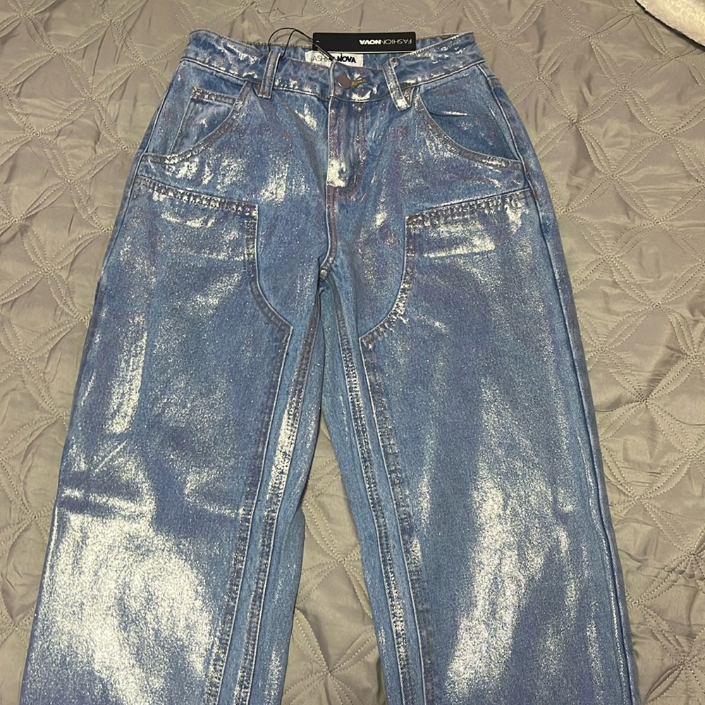 Big Time Magic Metallic Coated Straight Leg Jean